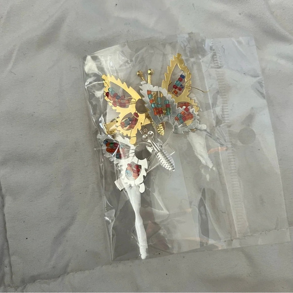 Set of 18 Brand New Metallic Beaded Butterfly Hair Clips - Picture 10 of 10